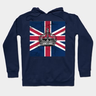 1980s dark academia British union jack flag jubilee vintage crown Hoodie